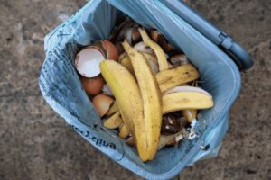 food waste spilling out of food bin